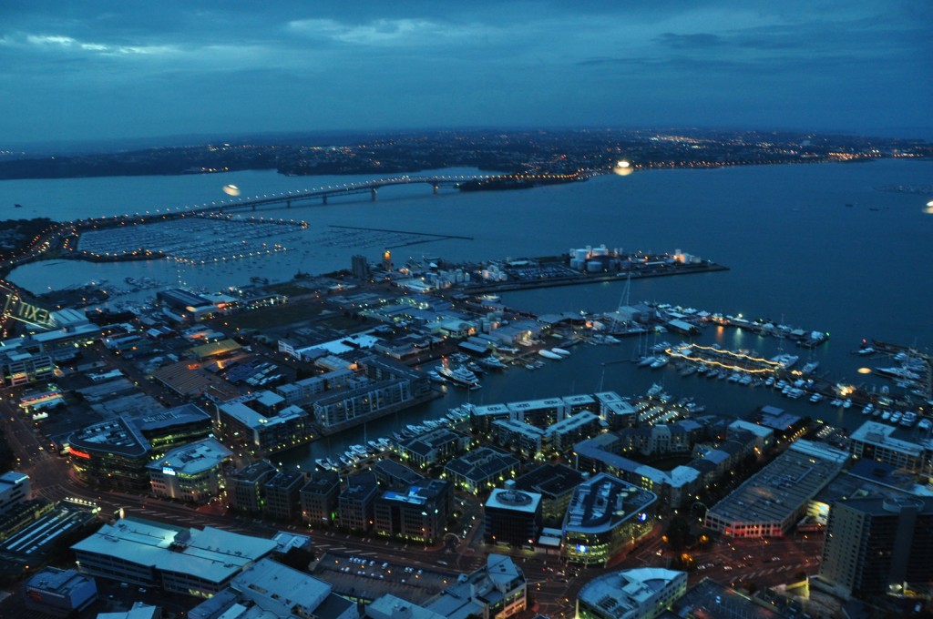 We got some beautiful city views from the top of the Sky Tower in Auckland.